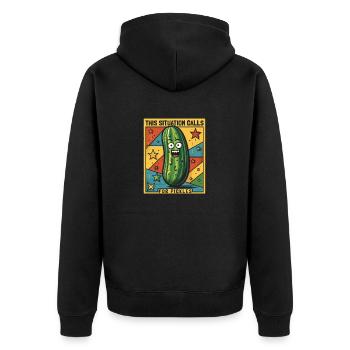 This Situation Calls For Pickles - Gurken Geschenk - Unisex Premium Bio Zip Hoodie - Schwarz - Hinten - Nico (187cm)