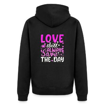 Love me Valentine Happy Valentines Valentines - Unisex Premium Organic Zip Hoodie - black - Back - Nico (187cm)
