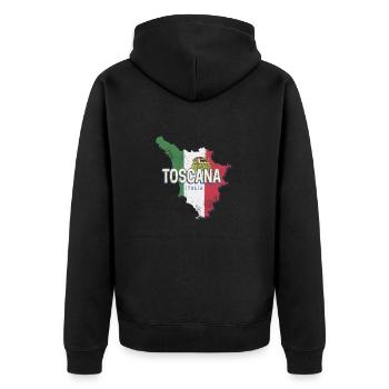 Toskana Italien Retro Landkarte Vintage Souvenir - Unisex Premium Bio Zip Hoodie - Schwarz - Hinten - Nico (187cm)