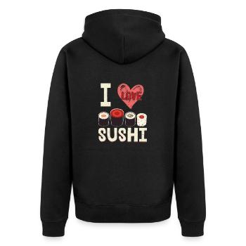 I Love SushiI Love Sushi Japanese Kitchen Japanese - Unisex Premium Bio Zip Hoodie - Schwarz - Hinten - Nico (187cm)