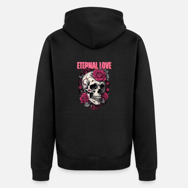 Amour éternel - Crâne - Veste à capuche bio Premium Unisexe - noir
