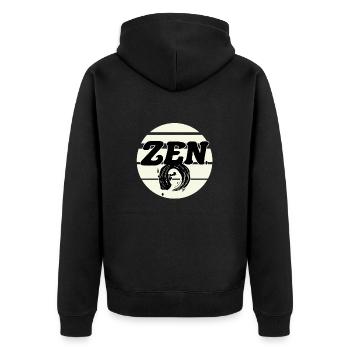 Zen - Unisex Premium Organic Zip Hoodie - black - Back - Nico (187cm)