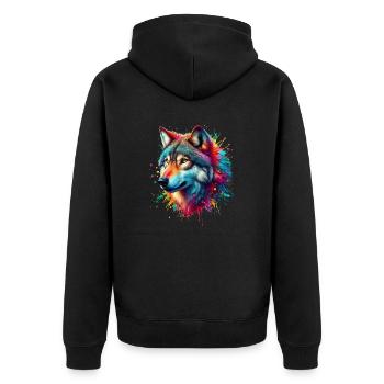 Loup aux mille couleurs - Veste à capuche bio Premium Unisexe - noir - Dos - Nico (187cm)