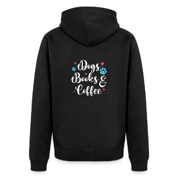 Hunde Bücher Und Kaffee - Unisex Premium Bio Zip Hoodie - Schwarz - Hinten - Nico (187cm)