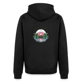 Inner Harmony Lotus - Eau sereine et design de fleurs - Veste à capuche bio Premium Unisexe - noir - Dos - Nico (187cm)