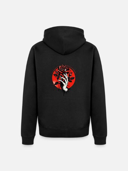 Crimson Embrace - Unisex Premium Organic Zip Hoodie - black