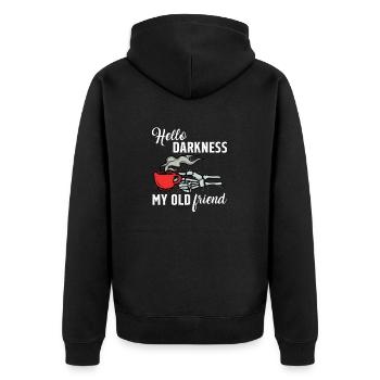 Bonjour l’obscurité mon vieil ami drôle squelette café - Veste à capuche bio Premium Unisexe - noir - Dos - Nico (187cm)
