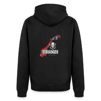 Stavanger, Norway Map, Vintage Souvenir - Unisex Premium Organic Zip Hoodie - black - Back - Nico (187cm)