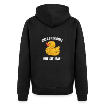 Biele Biele Biele Ruf Sie Mal Lüstige Enten Meme - Unisex Premium Bio Zip Hoodie - Schwarz - Hinten - Nico (187cm)