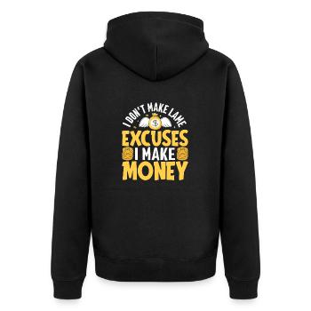 The Goal Is Not More Money But Financial Freedom - Unisex Premium Organic Zip Hoodie - black - Back - Nico (187cm)