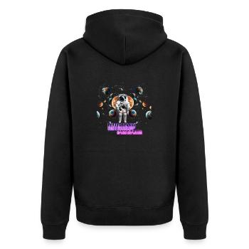 Astro Cow Cosmic style with our Astro Cow Shirt - Unisex Premium Bio Zip Hoodie - Schwarz - Hinten - Nico (187cm)