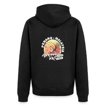 Penang Street Art - Unisex Premium Bio Zip Hoodie - Schwarz - Hinten - Nico (187cm)