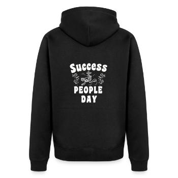 Success Day - Unisex Premium Organic Zip Hoodie - black - Back - Nico (187cm)