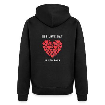 Lustiger Valentinstag der großen Liebe 14. Februar 2024 - Unisex Premium Bio Zip Hoodie - Schwarz - Hinten - Nico (187cm)
