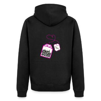 Sachet de thé rose coeur - Veste à capuche bio Premium Unisexe - noir - Dos - Nico (187cm)