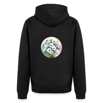 Gänseblümchen gezeichnet - Unisex Premium Bio Zip Hoodie - Schwarz - Hinten - Nico (187cm)