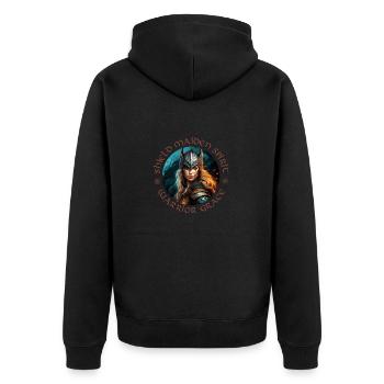 Schildmaid Design / Wikinger / Frauen - Unisex Premium Bio Zip Hoodie - Schwarz - Hinten - Nico (187cm)