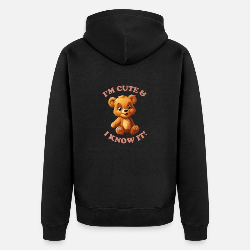 I'M CUTE & I KNOW IT! - Unisex Premium Bio Zip Hoodie - Schwarz