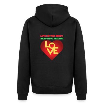 Love Is the most Beautiful feeling - Unisex Premium Organic Zip Hoodie - black - Back - Nico (187cm)
