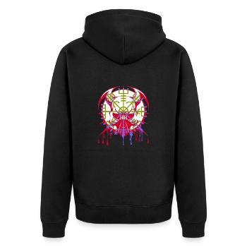 KELTISCHE MOTIVE UND TOTENKOPF - Unisex Premium Bio Zip Hoodie - Schwarz - Hinten - Nico (187cm)