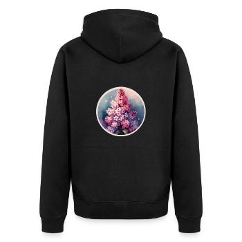 Lilac drawn - Unisex Premium Organic Zip Hoodie - black - Back - Nico (187cm)