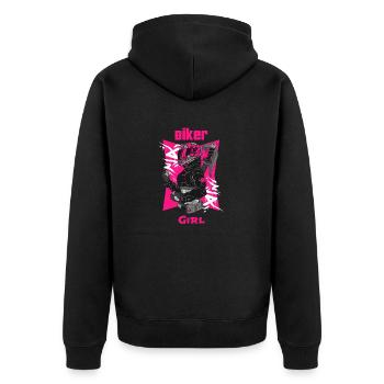 Fille motarde - Veste à capuche bio Premium Unisexe - noir - Dos - Nico (187cm)