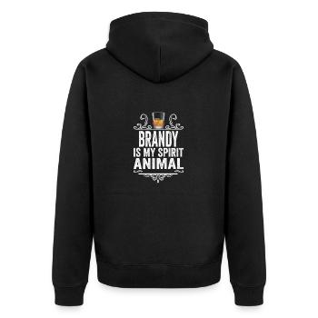 Brandy Is My Spirit Animal T-Shirt Funny Drinking - Unisex Premium Organic Zip Hoodie - black - Back - Nico (187cm)