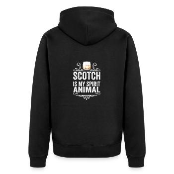 Scotch ist mein Krafttier Lustiges Whiskey-Trinken - Unisex Premium Bio Zip Hoodie - Schwarz - Hinten - Nico (187cm)