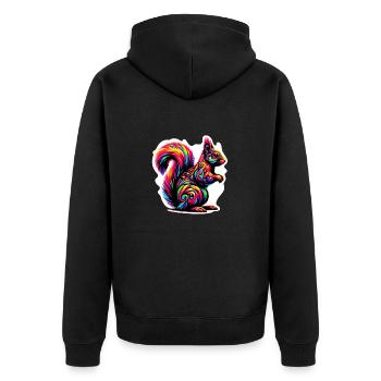 Squirrel - Unisex Premium Organic Zip Hoodie - black - Back - Nico (187cm)