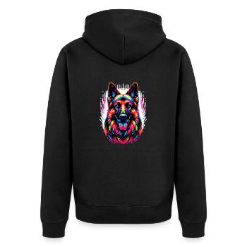 German Shepherd, German Shepherd - Unisex Premium Organic Zip Hoodie - black - Back - Nico (187cm)