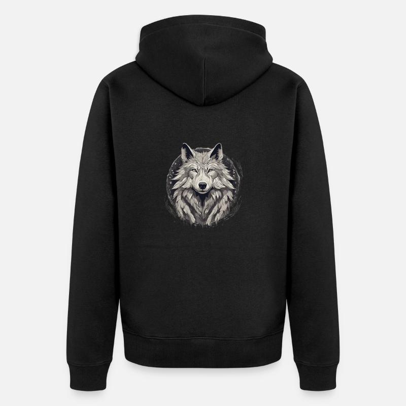 Tête de loup mystique - Veste à capuche bio Premium Unisexe - noir