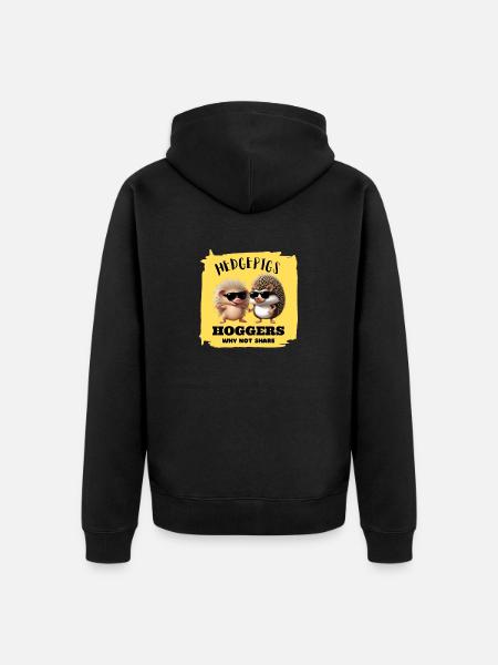 hedgehogs - Unisex Premium Organic Zip Hoodie - black