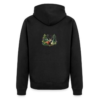 Cerf rouge chasseur de cerf I Motif de chasse - Veste à capuche bio Premium Unisexe - noir - Dos - Nico (187cm)