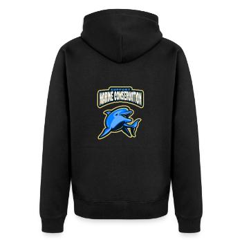 Marine Conservation - Unisex Premium Organic Zip Hoodie - black - Back - Nico (187cm)