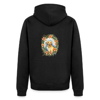 Golden Retriever - Unisex Premium Organic Zip Hoodie - black - Back - Nico (187cm)