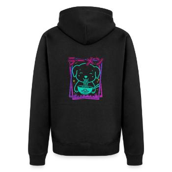 Anime Hund japanische Animation Ramen Nudeln lustig - Unisex Premium Bio Zip Hoodie - Schwarz - Hinten - Nico (187cm)