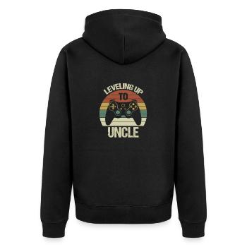 Leveling up to uncle funny video gamer vintage - Unisex Premium Organic Zip Hoodie - black - Back - Nico (187cm)