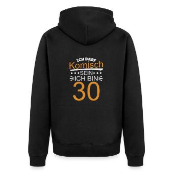 30. Geburtstag - Unisex Premium Bio Zip Hoodie - Schwarz - Hinten - Nico (187cm)