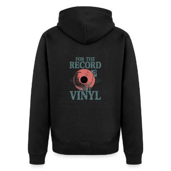 For The Record I Buy Vinyl Vintage Fan Turntables - Unisex Premium Bio Zip Hoodie - Schwarz - Hinten - Nico (187cm)