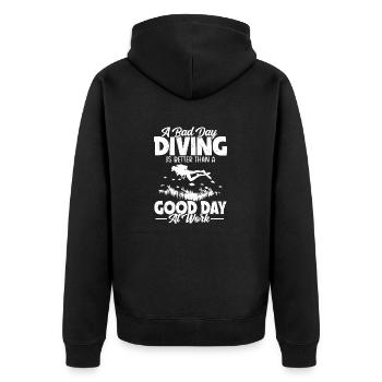 A Bad Day Diving Scuba Diving Diver - Unisex Premium Bio Zip Hoodie - Schwarz - Hinten - Nico (187cm)