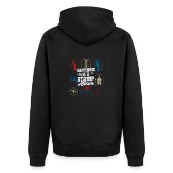 A Stamp Album's Joy: Collector's Pride - Unisex Premium Bio Zip Hoodie - Schwarz - Hinten - Nico (187cm)