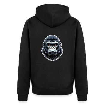 Gorilla with Gold Chain - Unisex Premium Organic Zip Hoodie - black - Back - Nico (187cm)