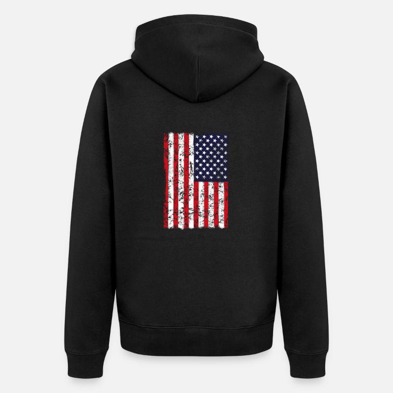 Drapeau des États-Unis vertical - Veste à capuche bio Premium Unisexe - noir