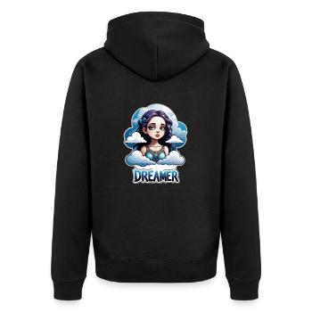 rêver - rêveur - rêveuse - rêve - rêverie - Veste à capuche bio Premium Unisexe - noir - Dos - Nico (187cm)