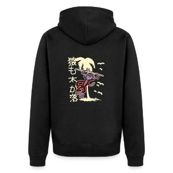 Japanese kawaii anime Sprüche - Unisex Premium Bio Zip Hoodie - Schwarz - Hinten - Nico (187cm)