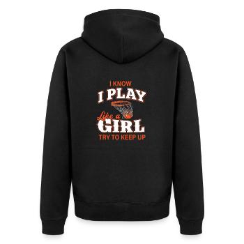 Je sais que je joue comme une fille chemise basket-ball fille - Veste à capuche bio Premium Unisexe - noir - Dos - Nico (187cm)