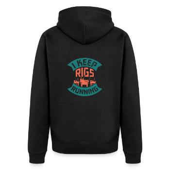 I Keep Rigs Running Oil Rig Oilfield Worker - Unisex Premium Organic Zip Hoodie - black - Back - Nico (187cm)