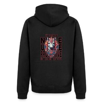 Unicorn The Magician - Unisex Premium Bio Zip Hoodie - Schwarz - Hinten - Nico (187cm)