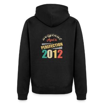 Ich bin 12 Jahre alt | Ich bin 2012 geboren - geboren - Unisex Premium Bio Zip Hoodie - Schwarz - Hinten - Nico (187cm)