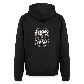 Cognac Drinking Team T-Shirt - Brandy Alcoholic - Unisex Premium Organic Zip Hoodie - black - Back - Nico (187cm)